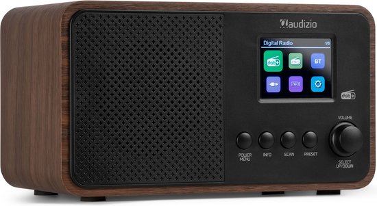 Audizio Avio DAB Radio met Bluetooth DAB FM USB en 40 voorkeurszenders in houtlook