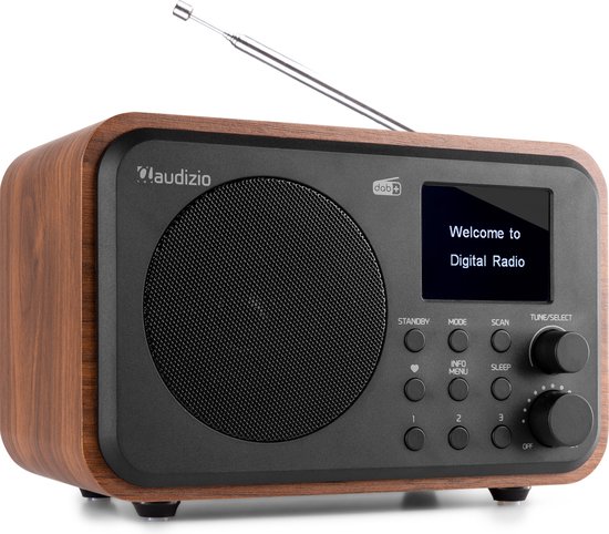 Audizio Milan DAB Radio Retro met Bluetooth en accu in houtlook uitvoering