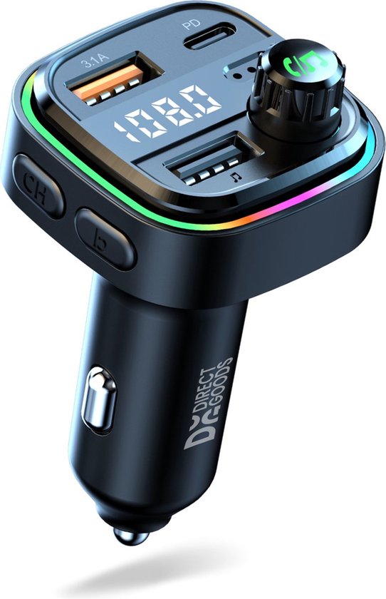 DirectGoods Bluetooth FM transmitter met USB-C snellader voor in de auto