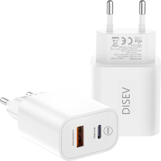 Disev USB-C adapter snellader voor iPhone en Samsung smartphones
