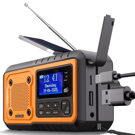 Nince noodradio met solar FM AM ontvangst en opwindmechanisme voor noodpakket