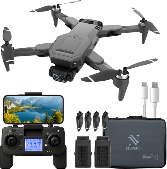 Nuvance drone met camera en GPS opbergtas en 2 accu's